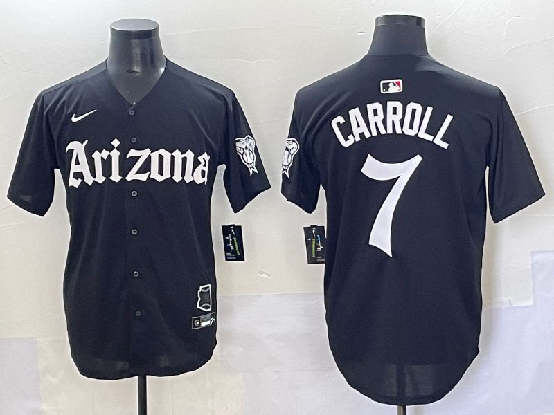 Men 2025 Arizona Diamondback #7 Carroll Black Five generations Joint Name Nike MLB Jersey style 1->arizona diamondback->MLB Jersey